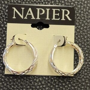 Napier Silver Tone Woven Earrings